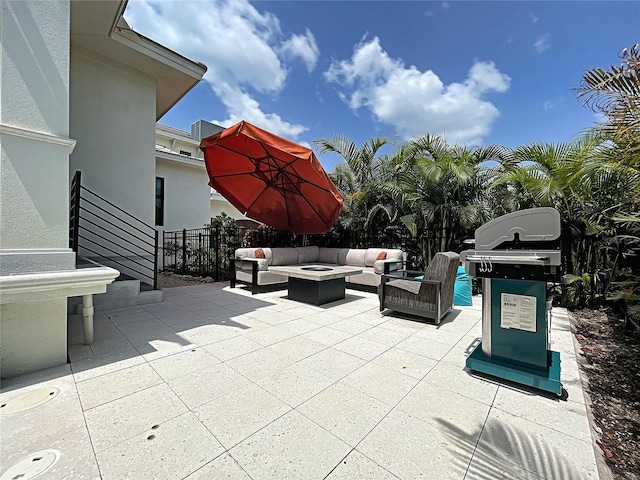 view of patio / terrace featuring grilling area and outdoor lounge area