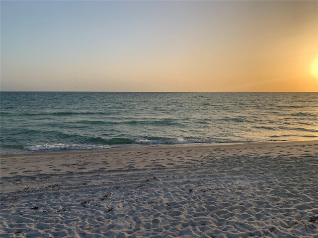 property view of water featuring a view of the beach