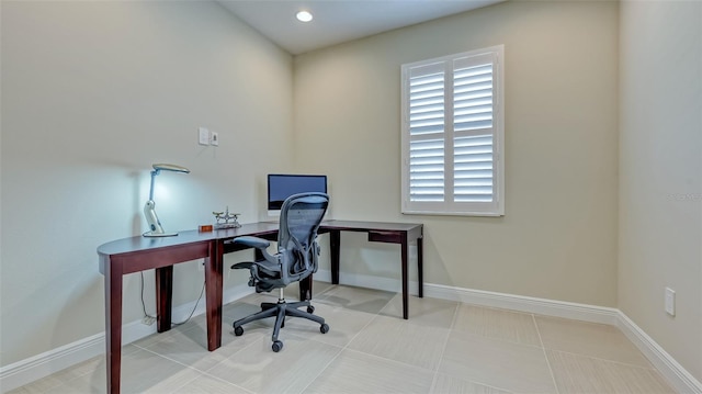 view of tiled office space