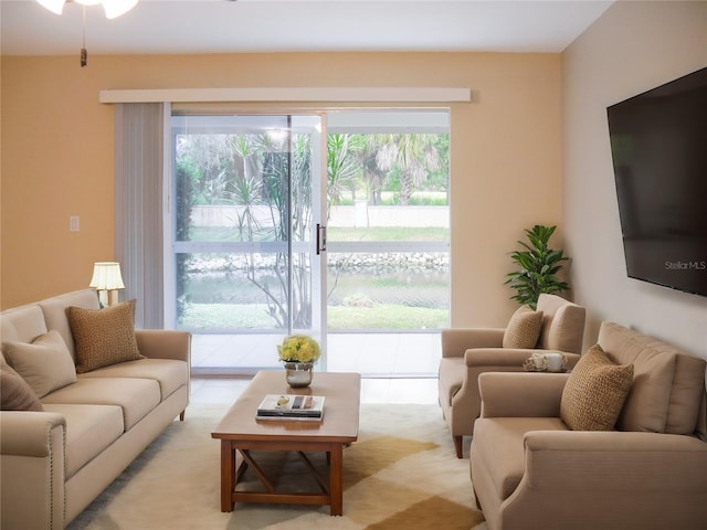 living room featuring a wealth of natural light