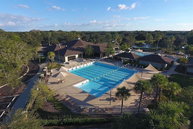 view of swimming pool with a patio area