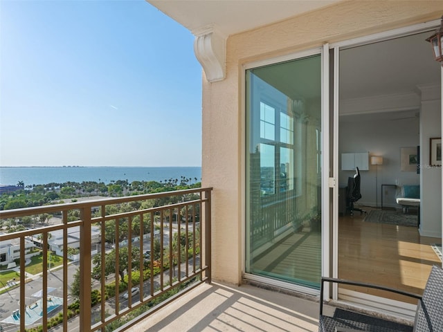 balcony with a water view