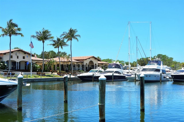 property view of water featuring a dock