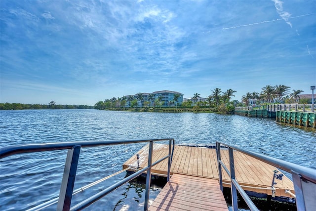 view of dock featuring a water view