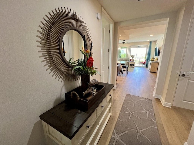 hall featuring light hardwood / wood-style floors