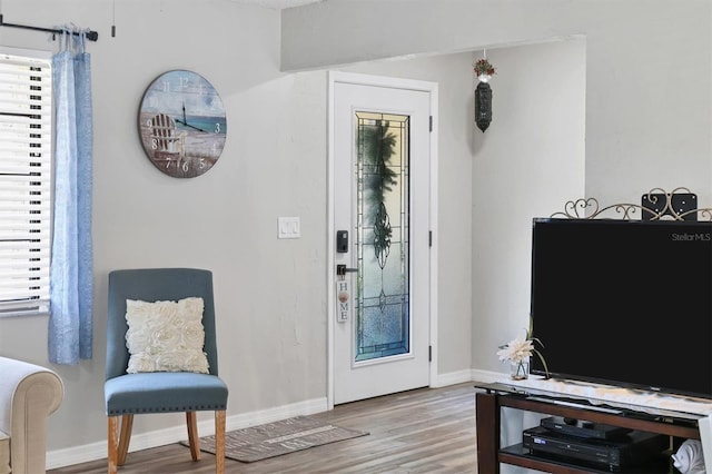 interior space with light hardwood / wood-style flooring and a healthy amount of sunlight