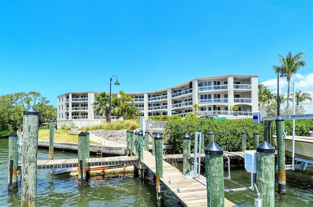 dock area featuring a water view