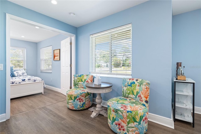 bedroom featuring recessed lighting, baseboards, and wood finished floors