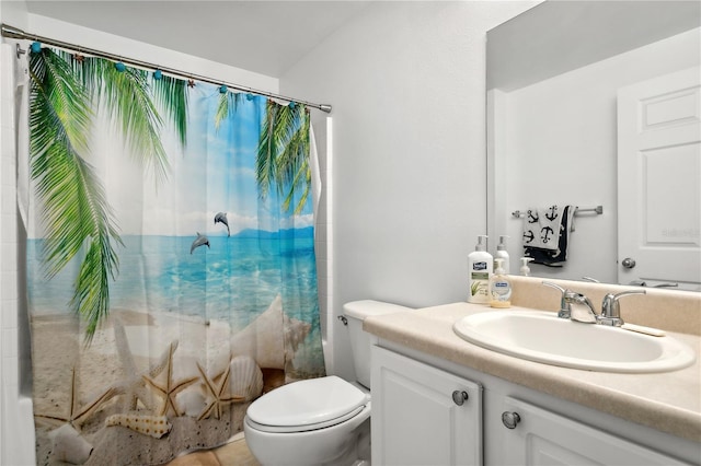 bathroom featuring large vanity and toilet