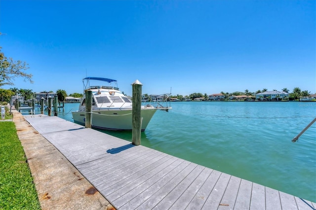 dock area featuring a water view