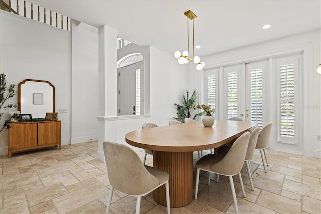 dining room featuring french doors