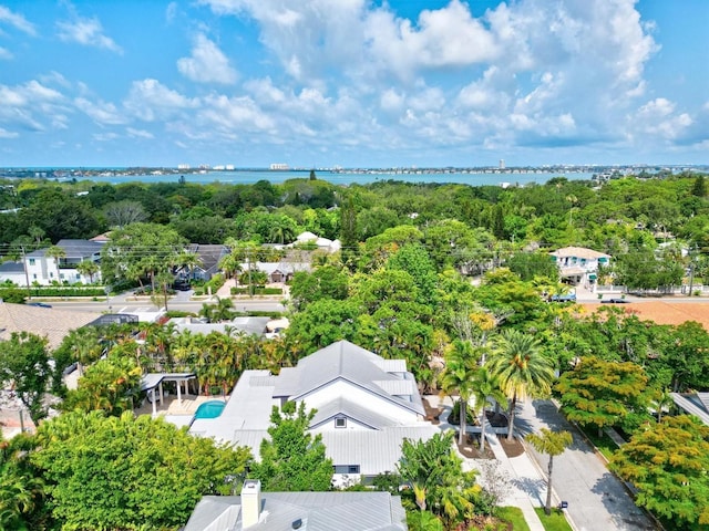 bird's eye view featuring a water view