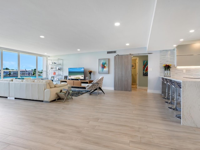 living room featuring light hardwood / wood-style floors