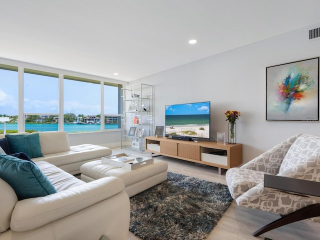 living room featuring light hardwood / wood-style floors