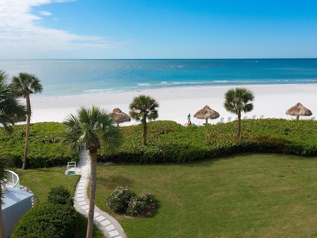 view of water feature featuring a view of the beach