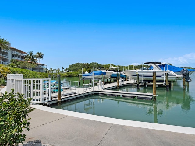 view of dock featuring a water view