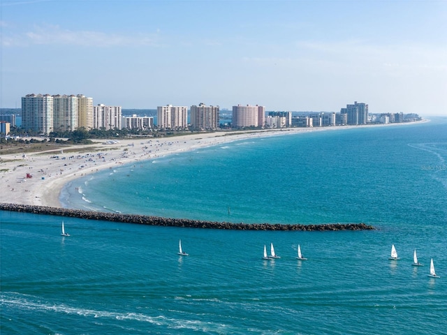 property view of water with a beach view