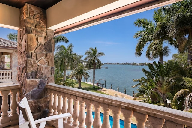 balcony with a water view