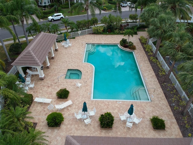 view of swimming pool featuring a patio