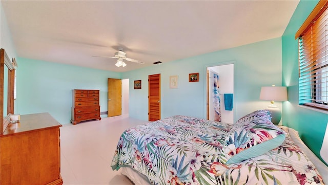 bedroom featuring ceiling fan