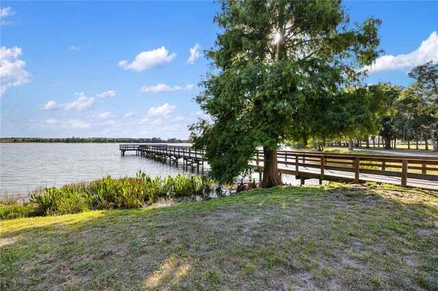 view of dock featuring a water view