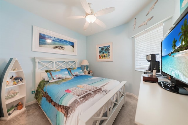 bedroom featuring carpet and ceiling fan