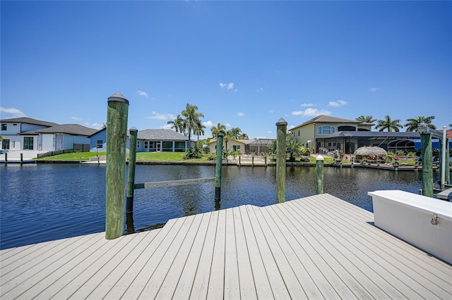 dock area featuring a water view