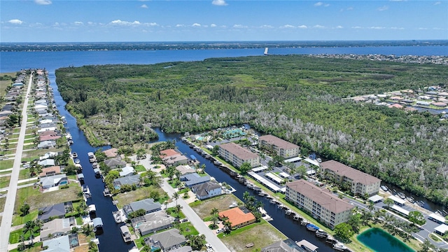 bird's eye view featuring a water view