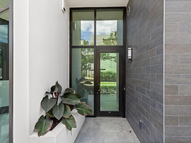 doorway to property featuring french doors