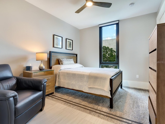 bedroom featuring ceiling fan