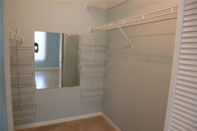 walk in closet with hardwood / wood-style flooring