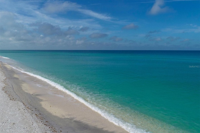 property view of water featuring a view of the beach