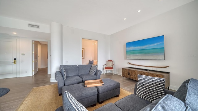 living room featuring hardwood / wood-style floors