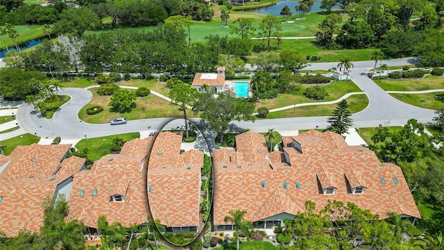 bird's eye view featuring a water view