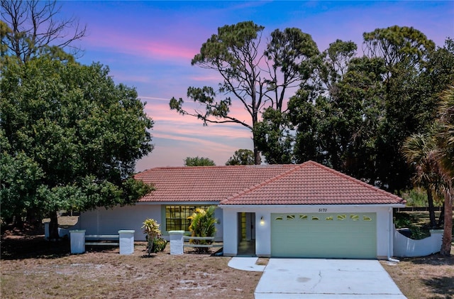 view of front of house with a garage