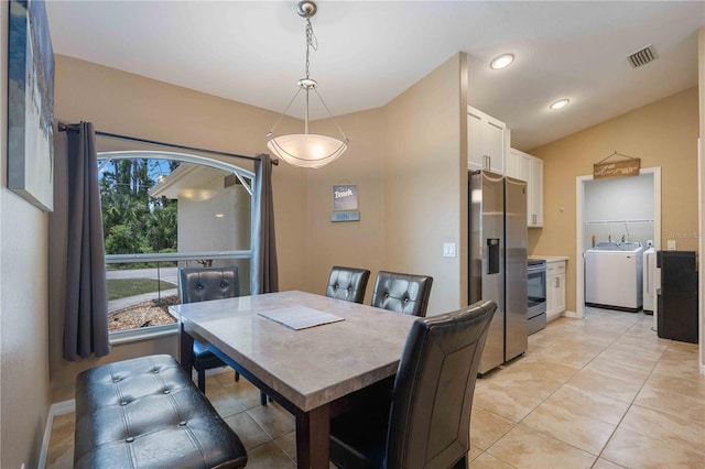 view of tiled dining space