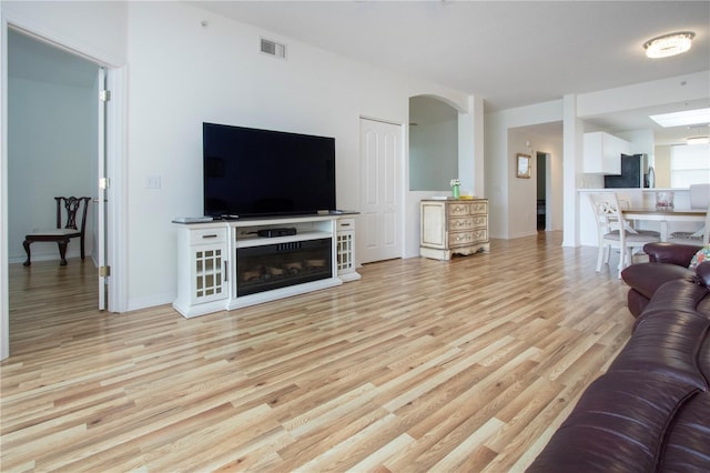 living room with light wood-type flooring