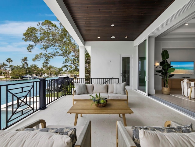 balcony featuring an outdoor living space