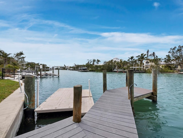 dock area featuring a water view