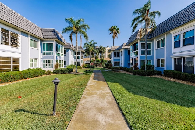 view of property's community with a yard