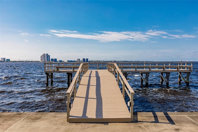 dock area featuring a water view