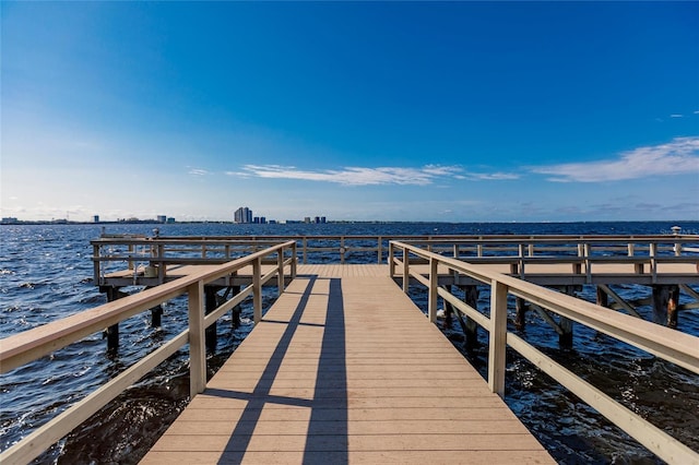 view of dock featuring a water view