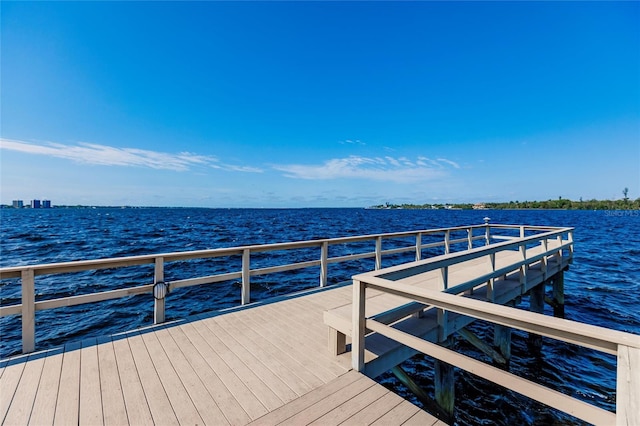 dock area featuring a water view