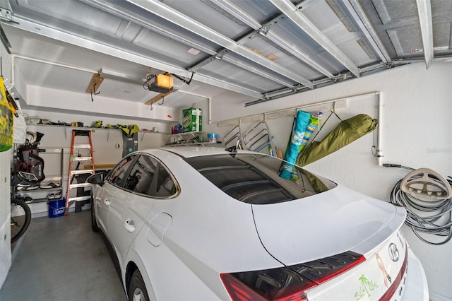 garage with a garage door opener