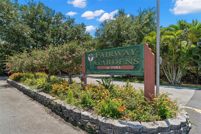 view of community sign