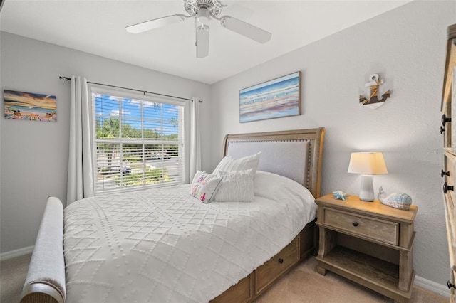 bedroom with carpet floors and ceiling fan