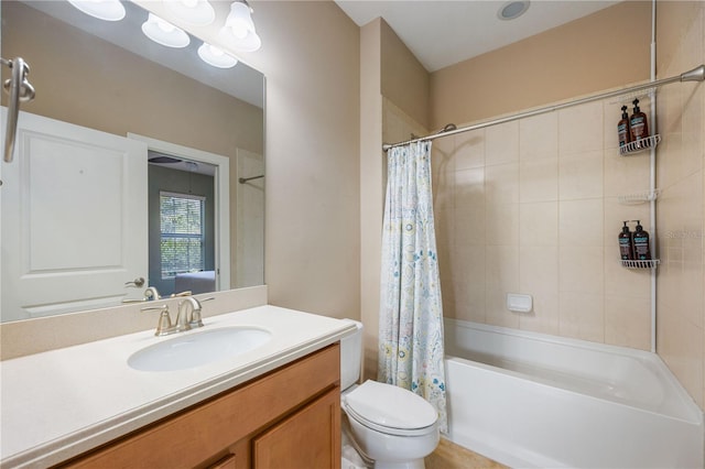 full bathroom featuring vanity, toilet, and shower / bath combo