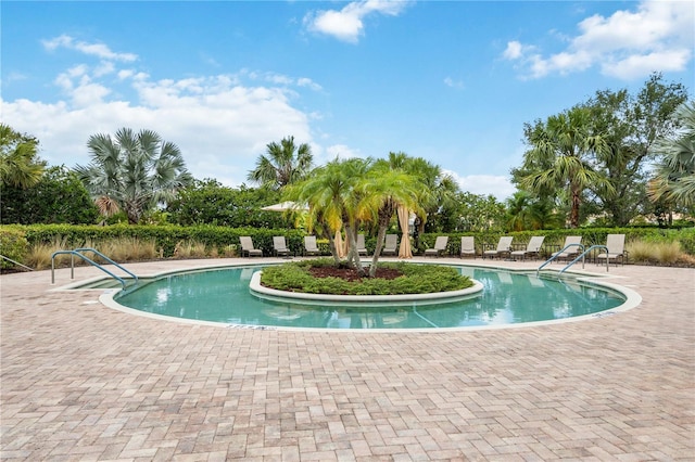 view of pool featuring a patio area