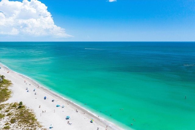 property view of water with a beach view