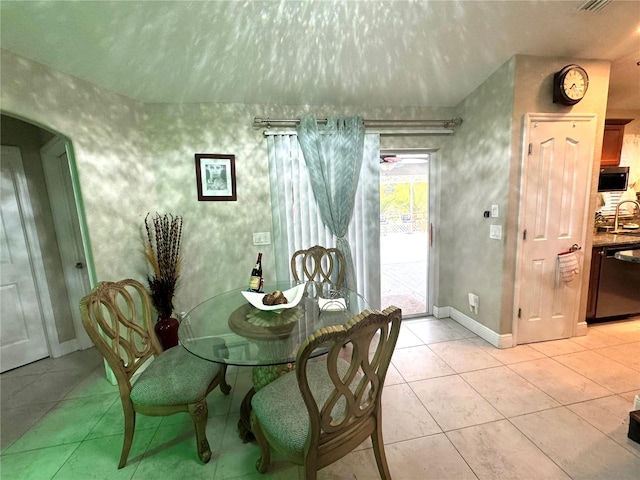 view of tiled dining area